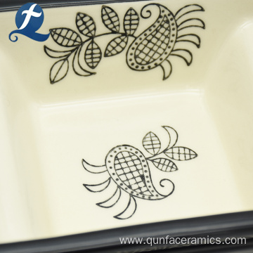 Black Customized Lace Separating Ceramic Plate